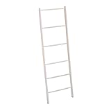 Relaxdays Handtuchleiter Holz, 6 Sprossen, Wäscheleiter Handtücher & Kleidung, HxB 170 x 55 cm, Badezimmer Leiter, weiß