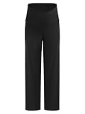 inhzoy Damen Umstandshose Sommer Lässige Rippstrick Schwangerschaft Hose Locker Für Arbeits Workout Schwarz XXL