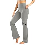 Generisch Sport Leggings Damen High Waist Yogahose Damen Mit Taschen Sommerhose Leichte Sporthose Frauen Elastische Freizeithose Einfarbig Haushose Yoga Damenhosen Gerades Bein Sport Hose