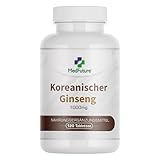 Ginseng Kapseln - 1000 mg Hochdosiert Panax Ginseng - 120 Tabletten Für Energie, Konzentration Und Wohlbefinden - Natürliche Nahrungsergänzung Für Vitalität Und Leistungsfähigkeit