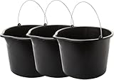 Livinja Baueimer 20L mit Metallbügel, Eimer mit Ausguss, Putzeimer, 40 cm Durchmesser, Robustes Kunststoff, vielseitig für Baustelle Haushalt Garten, Made in EU, 3 Stück Set, schwarz