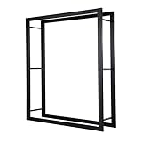 Loywe Kaminholzregal 170X25X140cm Kaminholzhalter Brennholzregal Feuerholzregal Kaminholzständer Brennholz Holzhalter aus Metall in Schwarz LW1089