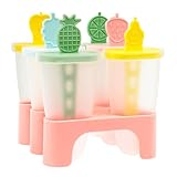 Bluelves Eisformen Silikon, 6 Eisformen Eis am Stiel, DIY Ideen Eiscreme Formen,Eisförmchen BPA Frei für Kinder, Popsicle Formen Set mit Sticks und Tropfschutz