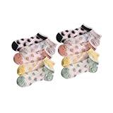 PartyKindom 10 Paare Damen Ankle Socks Transparent Ultrathin Atmungsaktiv Kurzsocken mit Liebe Herzmotiv Einheitsgröße für Mädchen Alltag Freizeit Zufällige Farbe Zufällige Farbe
