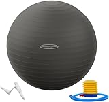 BalanceFrom Anti-Platz- und Rutschfester Gymnastikball Yoga-Ball Fitnessball Geburtsball mit Schnellpumpe, 0,9 kg Kapazität (38-45 cm, S, Grau)