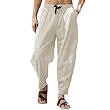 Minying Boheme-Hose, Herren, Haremshose, lockere Hose, Leinen, Casual, Baggy, Afrikanische Hose, Streetwear, Hose, Strumpfhalter, elastisch, leicht, Herren, 18-braun, 5X-Large