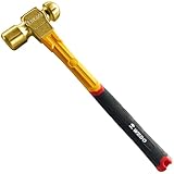 WEDO Messing-Kugelhammer, Kugelhammer mit Fiberglasgriff, Länge 350 mm, Messing, gesenkgeschmiedet, korrosionsbeständig, DIN-Norm