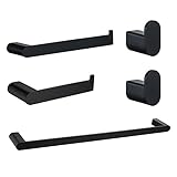 UioQrintan Badezimmer-Hardware-Set, schwarzer Bademantelhaken, Handtuchhalter, Barregal, Seidenpapierhalter, Zahnbürstenhalter, Badezimmer-Accessoires