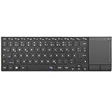 Rii Kabellose Tastatur mit Touchpad Büro, Wireless Keyboard Office, Deutsche QWERTZ-Layout, Tastatur Kabellos Geschenke für Laptops, Desktops, Smart-TVs, Tablets, Schwarz (2.4G+BT)