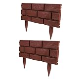 BESPORTBLE 2 Stücke Gartenzaun im Freien Einfassung des Vorgartens Kante in Steinoptik dekorative Randeinfassung Wetterfester Gartenzaun Mulchrand Gartenbeetumrandung Gehwegeinfassung ABS