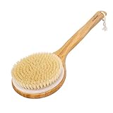 FACIACC Körperbürste Badebürste Langer Rückenschrubber Duschbürste mit Bambusgriff Borstenbürste zum Peeling der Haut Duschmassage Trockenbürsten mit rutschfestem Griff (One)