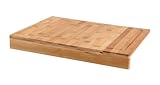 Bambus Schneidebrett mit Anschlagkante - 43 x 33 cm - Holz Küchenbrett mit Saftrille - Tranchierbrett Servierbrett Holzbrett Fleischbrett Herd Abdeckplatte