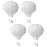 4 Stück Heißluftballon Papierlampion, Weiß Papier Laterne Dekorative, eiß Classic Bamboo Style für Hochzeit Feier Geburtstag Party (10', 20 cm)