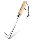 WORKPRO Fugenkratzer 31,5cm mit Holzgriff, Unkrautstecher mit gezackter Kante, Unkrautjäter zum Entfernen von Moos & Unkraut, Unkraut Entferner Gerät für Gartenarbeit