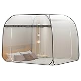 Pop-Up Moskitonetz Sommer-Betthimmel Faltbar Tragbar Moskitonetz Installation Bed Dream Tents Schlafzelt für Einzel- Bis Kingsize-Betten,Gray,200x220cm
