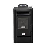 STUFE A PELLET ITALIA California 8 KW WiFi | Pelletöfen Effizienz 91% Heizt 70m² Autonomie 20 Std. Programmierbar WiFi-Steuerung 5 Geschwindigkeiten und Kräfte Kompaktes Design 24 M Garantie Schwarz