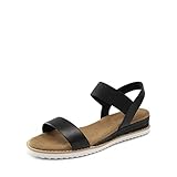 DREAM PAIRS Damen-Espadrilles mit offener Zehenpartie, elegante Plateau-Sandalen zum Hineinschlüpfen, elastische Knöchelriemen, Keilabsatz-Sandalen,Size 39,Schwarz,SDPW2310W-E