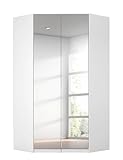 Rauch Möbel Alabama Eckschrank Schrank Kleiderschrank Weiss mit Spiegel, 2-türig, Inklusive Zubehörpaket Basic, 1 Kleiderstange, 12 Einlegeböden, BxHxT 117x229x117 cm