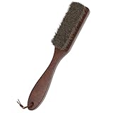 EUVIA Soft 100% Naturpferdehaar Polsterbürste mit Holzgriff, Premium Rosshaarbürste zur StaubNaturborsten Fusselbürste zur Reinigung von Filzhut/Cowboyhut/Schuhen/Kleidung/Polstermöbeln/Hut/Bank