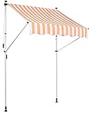 CLP Klemm-Markise Westerly I Ohne Bohren I Höhenverstellbar I UV50+ I Wasserdicht, Farbe:weiß/gelb, Größe:150x120 cm