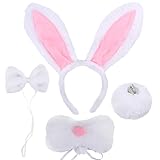 CCINEE 4-teiliges Osterhasen-Cosplay-Set, Tier-Burro-Halloween-Performance für Erwachsene (klassisch), Weiss/opulenter Garten, Large