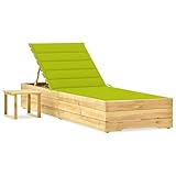 Vopese Garten-Sonnenliege mit Tisch und Auflage Kiefer Impr?gniert Loungesessel Stuhl Model3065935