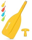 Abahub 1PCS Teleskop Paddel 53-106cm Stechpaddel Notfall Paddel mit T-Griff Leichte Ruder Mini Hilfspaddel Teleskopierbar Aluminiumschaft für Kanufahren Kajkak Schlauchboot, Gelb