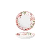 Kreativer und personalisierter japanischer tiefer, runder Frühstücksteller, Keramikgeschirr-Set im chinesischen Stil, 20,3 cm großer Teller – Granatapfelblüte
