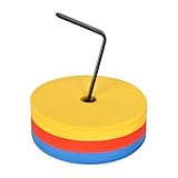 Markierungsscheiben 24er Set inkl. Halter - Robuste Fußball Trainingshütchen, Bodenmarkierung, Floormarker für Indoor & Outdoor-Training, Spielfeldmarkierung und Dribbling Übungen(Ø 15CM)