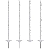 VOSS.farming 60x Farm 105 Weidezaunpfähle, Zaunpfosten, 8 Ösen für Litze, Seil, Band, Doppeltritt, verzinkter Stahlnagel, Höhe 105cm, weiß