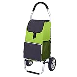 Faltbarer Einkaufswagen mit abnehmbarer, wasserdichter Tasche, leichter Einkaufstrolley auf soliden Off-Road-Rädern für Camping und Einkaufen, Grün