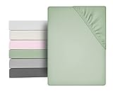 BEAUTEX Microfaser Spannbettlaken Spannbetttuch, leichte und weiche Premium Qualität (90x200x30 cm, Olivgrün)