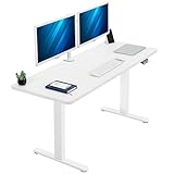 VIVO Elektrischer Stand-Schreibtisch, 152,4 x 61 cm, Tischplatte, Gestell, höhenverstellbar Vollständiges Schreibtischset 60' x 24' weiß/weiß