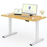 FLEXISPOT Höhenverstellbarer Schreibtisch mit 2 Motoren & 25MM einteiliger Tischplatte,ergonomischer Bürotisch - 140 x 80 cm Ahorn, weißes Gestell