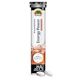 SUNLIFE Energy Power Brausetabletten - 1 x 20 Stück - hochwertige Energie Tabletten mit 1.000 mg Taurin & 34 mg Koffein - Power Boost Brausetabletten mit Guarana-Extrakt & B-Vitaminen