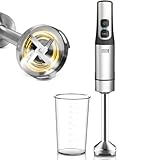 LEBENLANG 1200W Stabmixer Edelstahl - Inkl. 800ml Messbecher & Spritzschutz I Stufenlos verstellbar & Turbo I Pürierstab Zauberstab Mixer Mixstab Elektrische Hand Blender Purierstabmixer Pürierstäbe