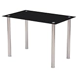 HOOZ Glas Esstisch Schwarz, Hochwertiger Wohnzimmertisch mit 6mm Sicherheitsglas und Facettenschliff, Glastisch perfekt geeignet als Esszimmertisch und Küchentisch (110x70x75 cm)
