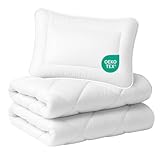 Julido Baby Bettdecke und Kissen Set 100x135 cm + 40x60 cm – 4-Jahreszeiten Kinderbettdecke 770g & Kinderkissen 150g, Mikrofaser Weiß, Atmungsaktiv, 90° Maschinenwaschbar, Oeko-Tex Zertifiziert