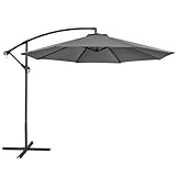 Yaheetech Ampelschirm Φ 300 cm Neigbar Achteckiger Sonnenschirm mit Kurbel Freiarmschirm UV-Schutz 50+ Gartenschirm für Terrasse/Balkon/Garten/Strand, Grau