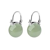 Ohrstecker, Damenohrringe, Runde Ohrringe aus unechtem Jade, zierliche Mini-Creolen im chinesischen Vintage-Stil, perfekt for Alltag, Abend und Party(Silver)