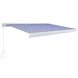Kangmusi Manuelle Kassetten-Markise 350x250 cm Blau und, Blau 3052671