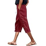 Damenhose für Damen, modisch, Datum, Leder, Klettern, Blumen, athletische Hose, schön, mehrfarbig, normale Passform, Fußball-Stil, Anzug, erweiterbare Taille, wein, L