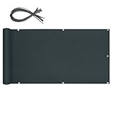 Sekey Balkon Sichtschutz Balkonabdeckung 90x500cm, Balkonsichtschutz Balkonverkleidung Oxford mit Nylon Kabelbinder, Blickdicht Wasserdicht Windschutz, Anthrazit