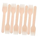 KOMBIUDA 100 Stk Kleine Einweggabel Dessertgabeln Partygeschirr Cocktailgabeln Wurstgabeln Buffetgabeln Salatgabeln Snack-gabeln Einfache Gabeln Gurkenstangen Holz Beige