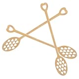 SOLUSTRE 3 Stück Teiliges Holz Honiglöffel Mehrzweck Rührstäbchen für Honig Sirup Umweltfreundliches Küchenset mit Elegantem Design für Hochzeiten Partys