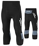Herren 3/4 Radhose, Fahrradhose Herren Gepolstert, Schnell Trocknend, Rennrad Hose Herren Atmungsaktiv Mit Reflektierenden Streifen Und Taschen Radlerhosen Für Herren D,L