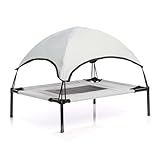 Wiltec Hundebett mit Dach Grau 91 x 76 x 16 cm Größe L bis 35 kg Outdoor Katzenliege Haustier Schlafplatz Sonnendach