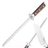 ZOLMER® Wetzstahl für Messer - Profi Messerschärfer aus gehärtetem Stahl - Wetzstab mit komfortablem Griff aus Pakka Holz - Schärfen wie ein Profi