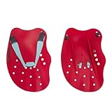 Speedo Unisex Erwachsene Tech Paddel Handpaddel für Schwimmen | Trainingshilfen Trainingsausrüstung, Lava Red/Chill Blue/Grey, M