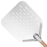 HOUSLUX Pizzaschieber Pizzaschaufel 40 * 30cm 12 Zoll Pizza schieber，Pizzaschieber mit Großer Fläche und Abnehmbaren Griff (Silbrig)